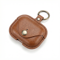 Vintage Brown Leather AirPods Case with Keyring – Universal Fit