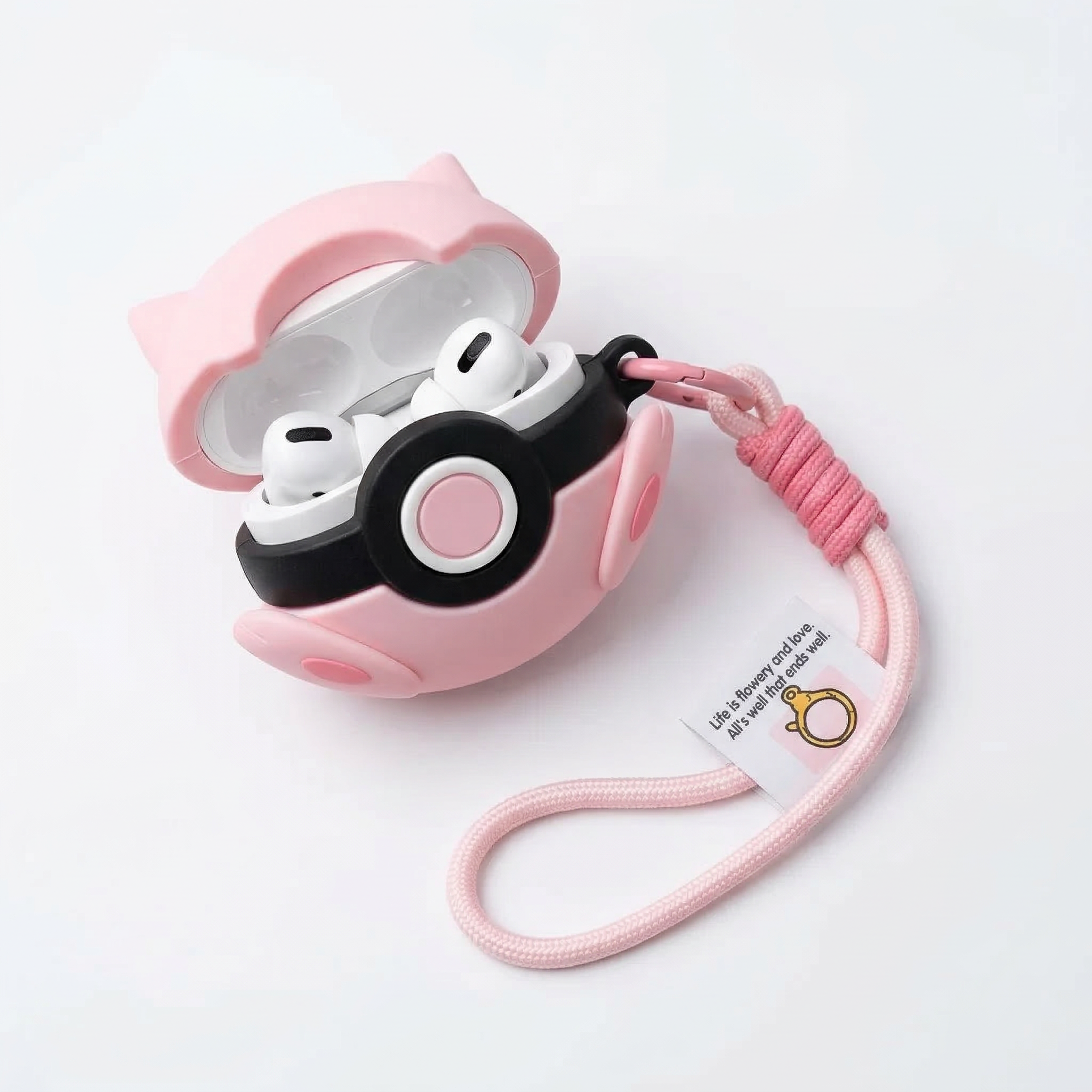 Funny Pink Piggy 3D Sphere Case for AirPods Pro | Protective Silicone Animal Cover