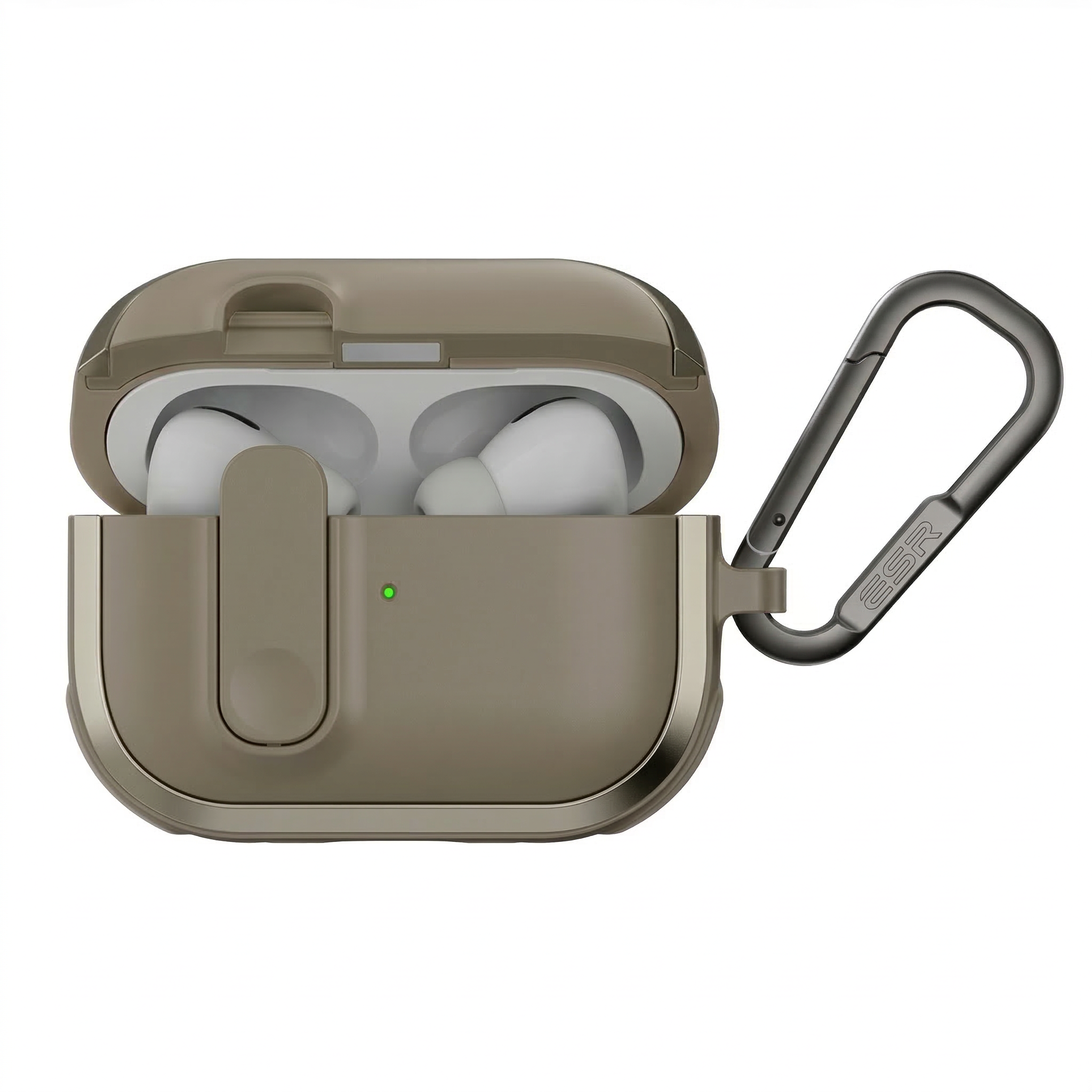 Taupe Lockable AirPods Pro Case with Carabiner – Premium Rugged Protection Shockproof Cover