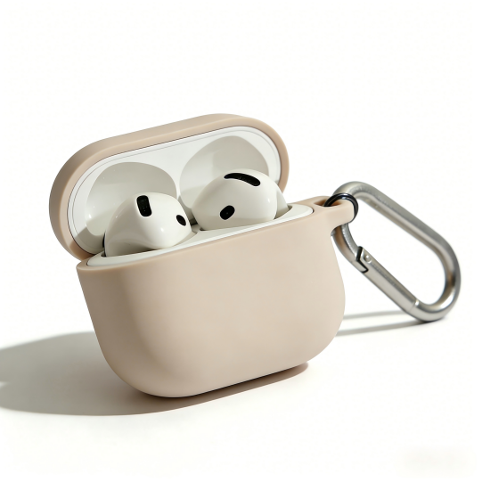 Matte Beige Silicone AirPods Case – Universal Fit for All AirPods Models