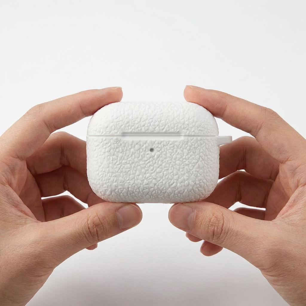 Textured Stone White Silicone AirPods Case – Universal Fit