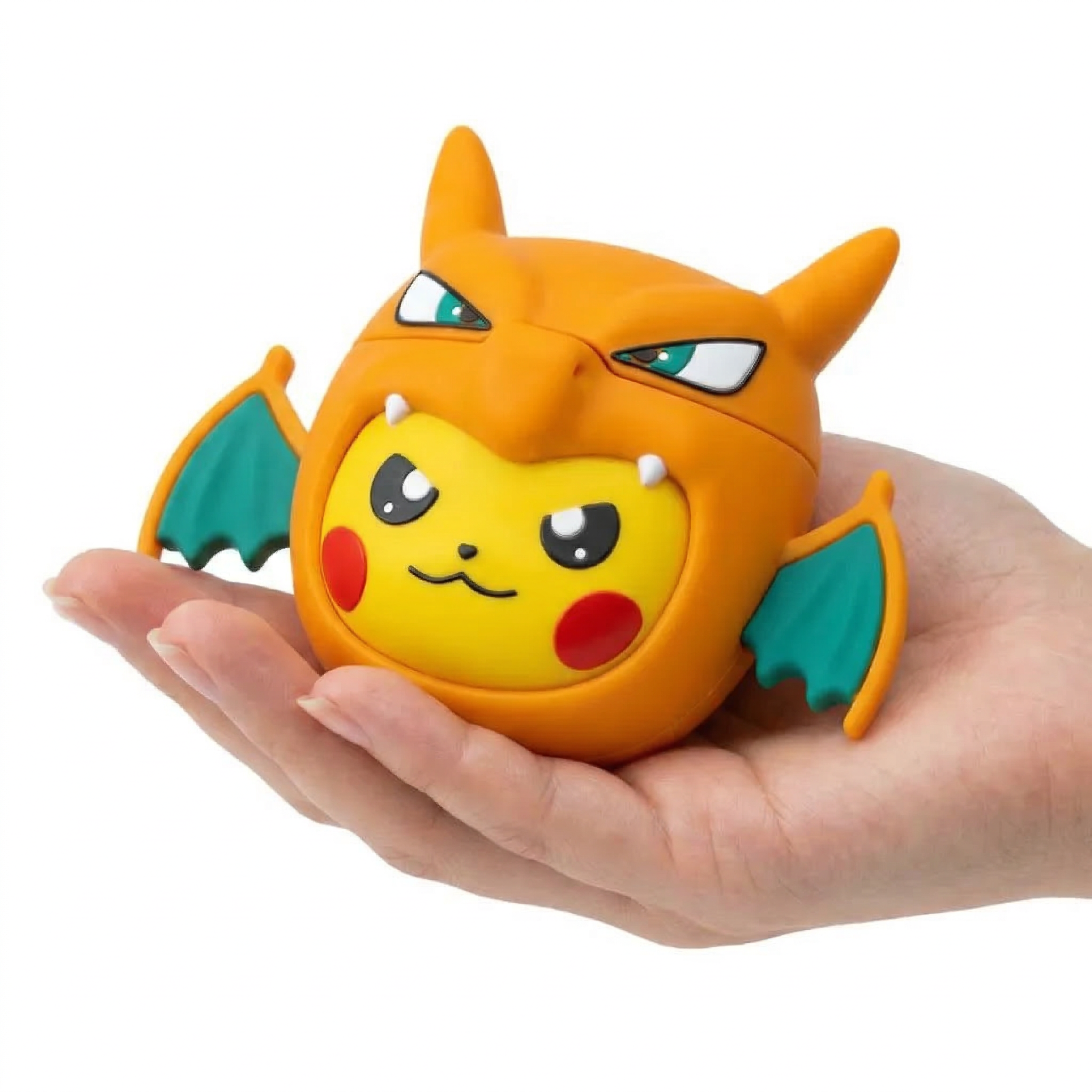 Funny Yellow Creature in Orange Dragon Hoodie 3D Case for AirPods | Cute Animal Cosplay Design