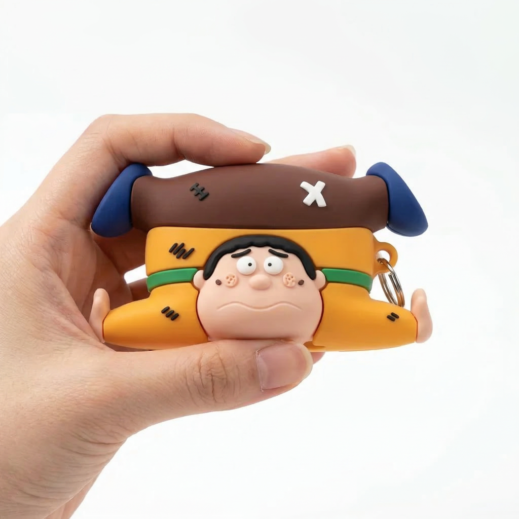 Chubby Cartoon Character 3D Soft Silicone Case - Fun Anime Style Earphone Cover