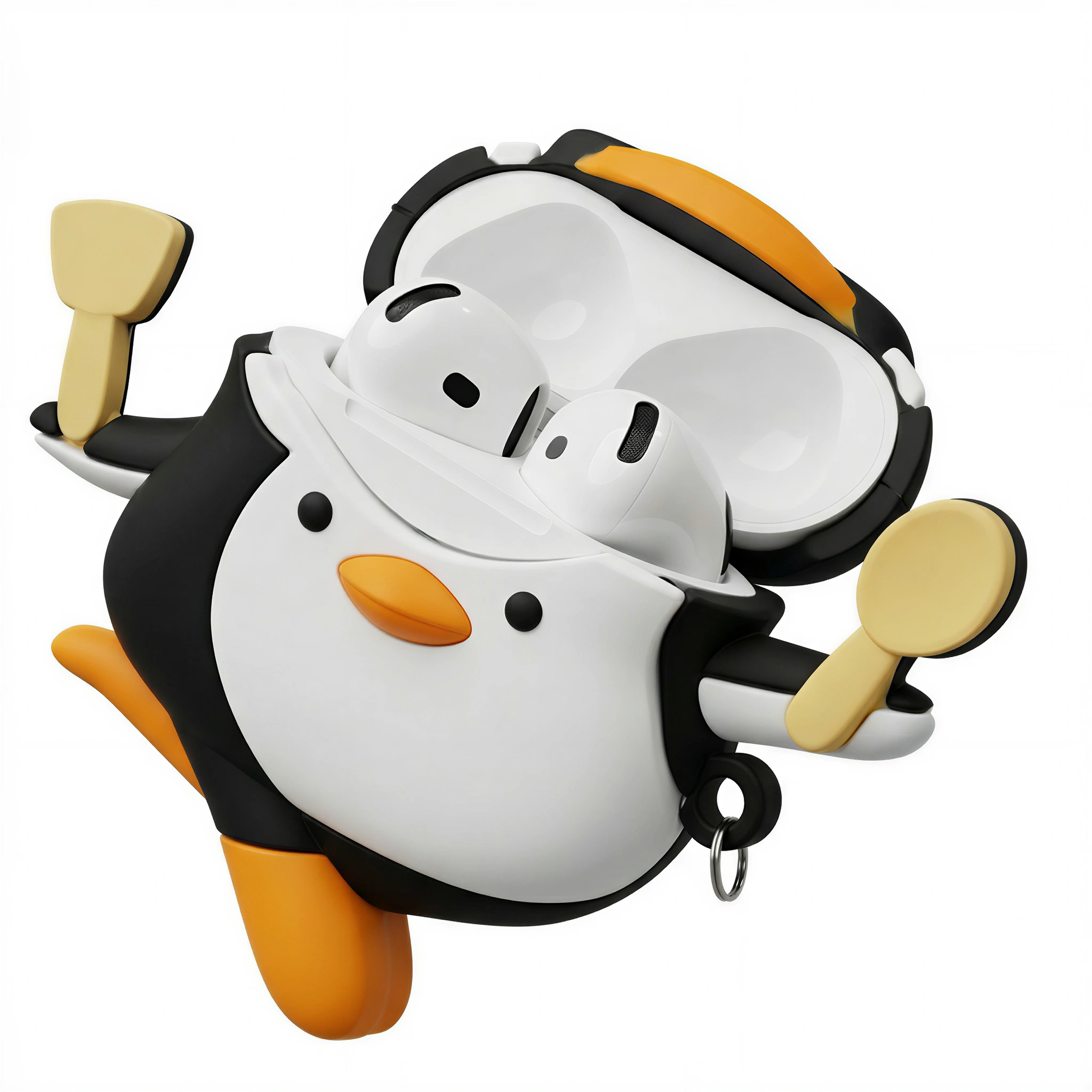 Cute Little Baker Penguin 3D Silicone Case for AirPods | Soft Protective Cover