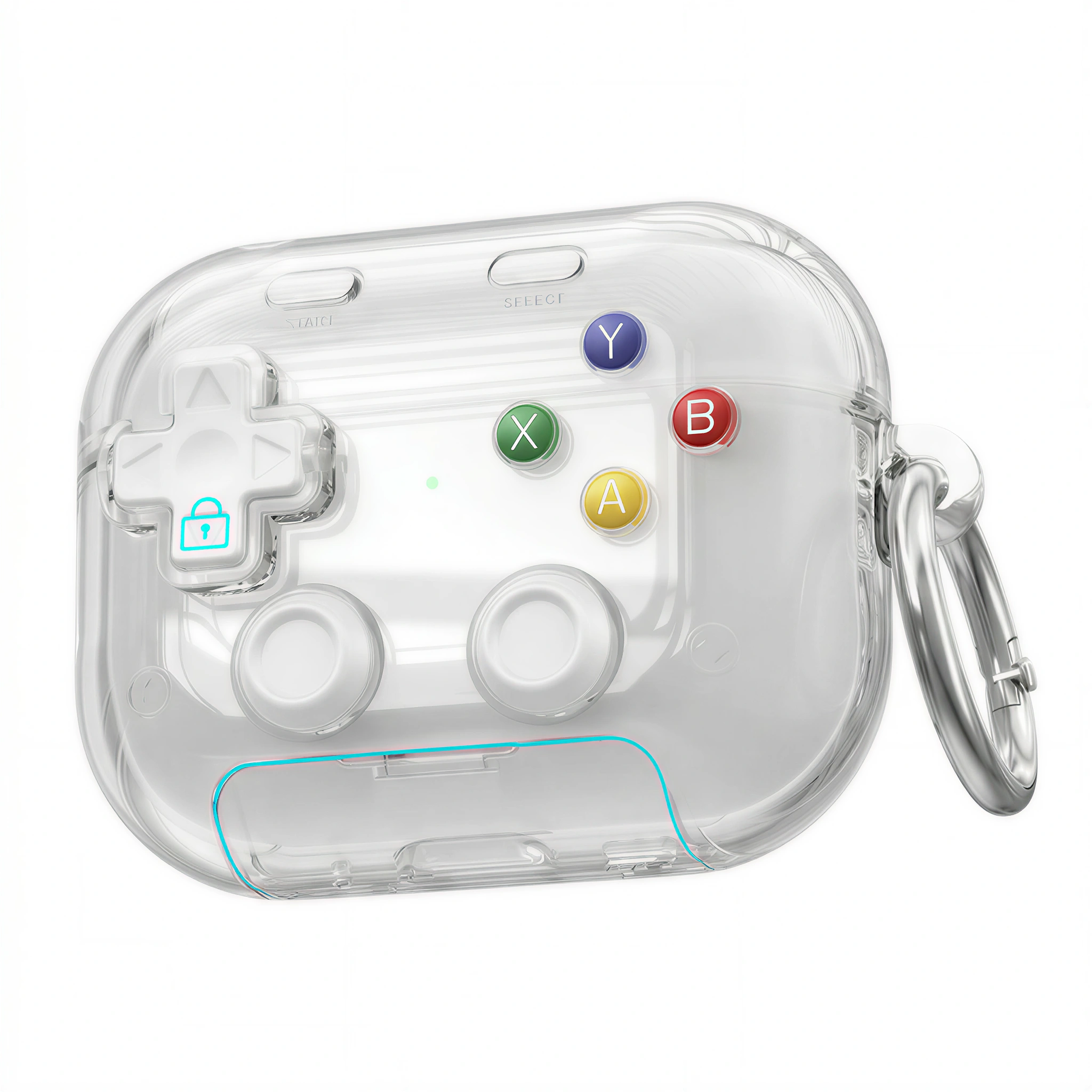 90s Nostalgia Translucent Case for AirPods – Smoky Clear Gamepad Style 3D Silicone Cover