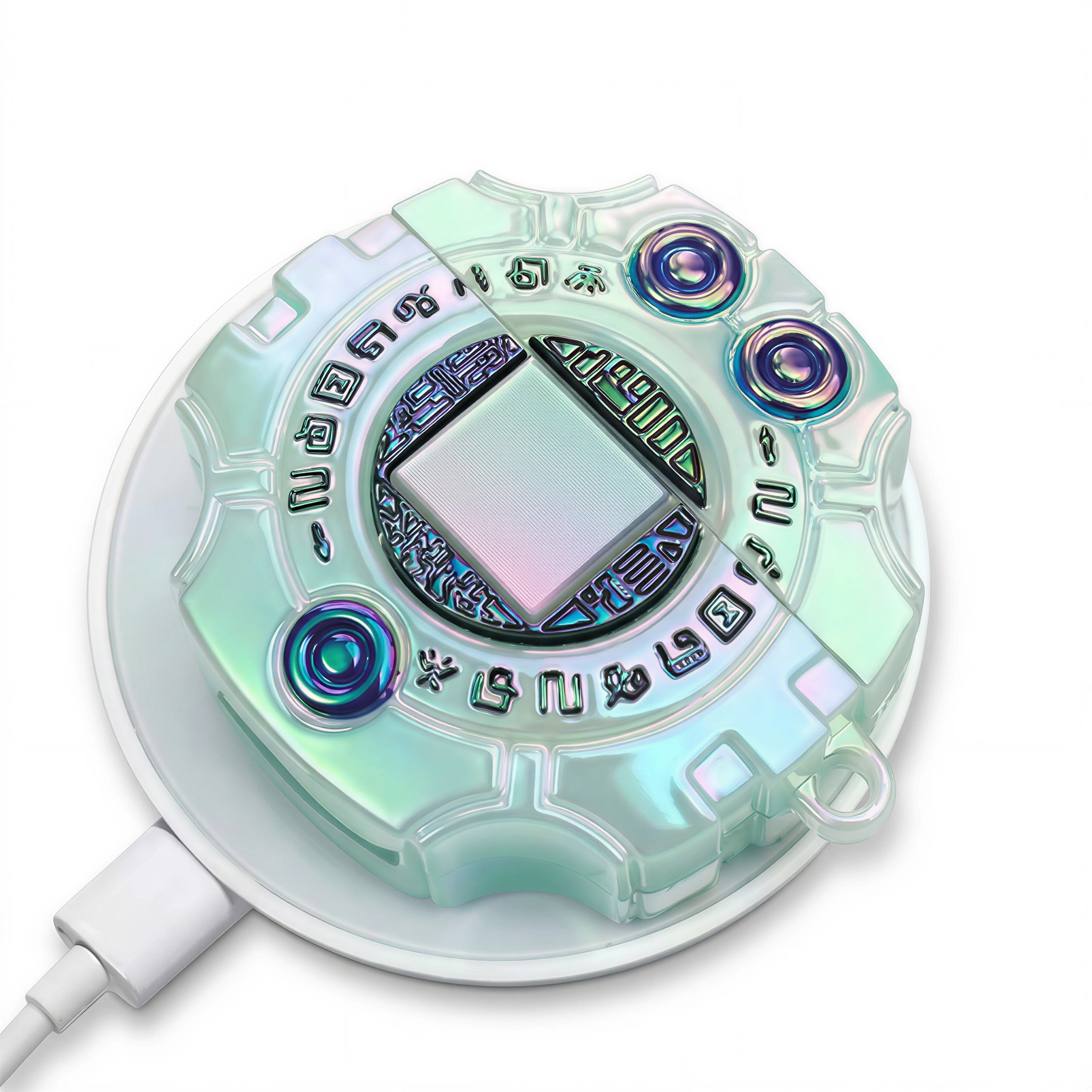 3D Iridescent Geometric Earphone Case | Holographic Glow Cover for AirPods Pro