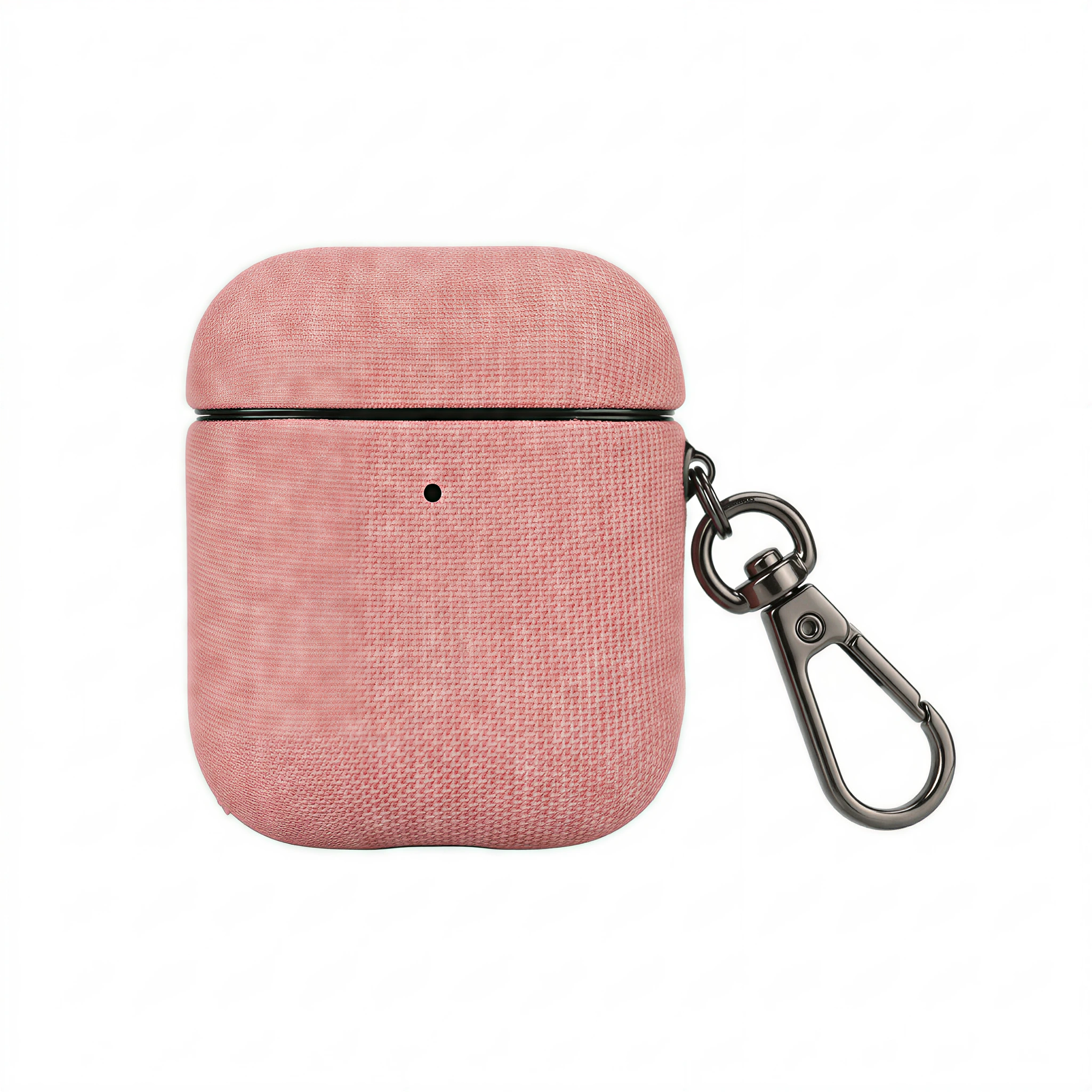 Textured Orange Fabric AirPods Case with Carabiner – Universal Fit