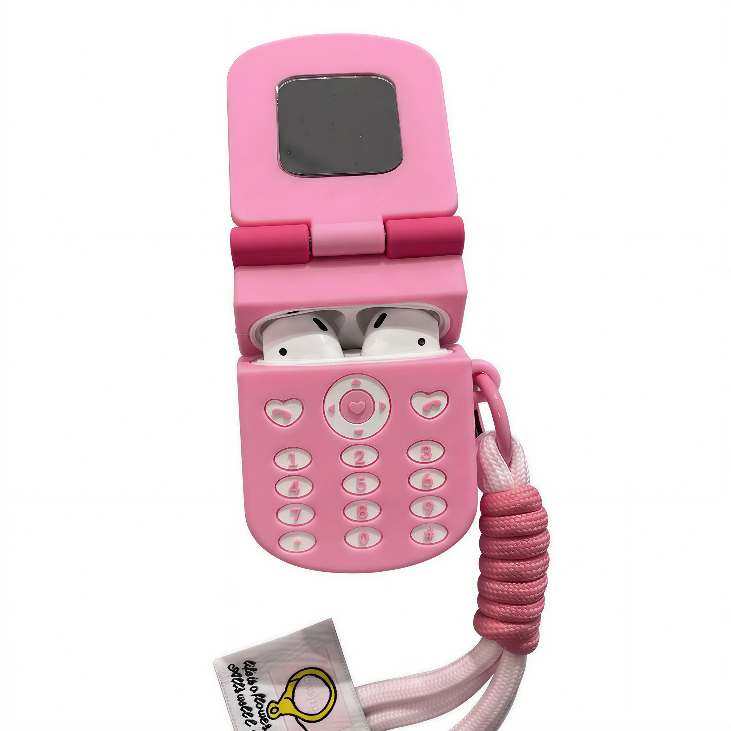 90s Retro Pink Heroine AirPods Case – Cute Cartoon Girl 3D Silicone Design