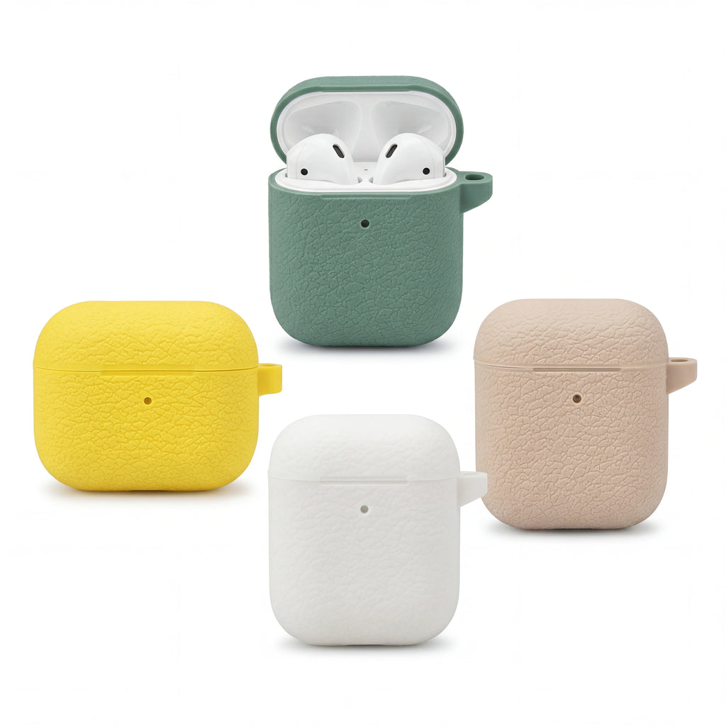 Textured Stone White Silicone AirPods Case – Universal Fit