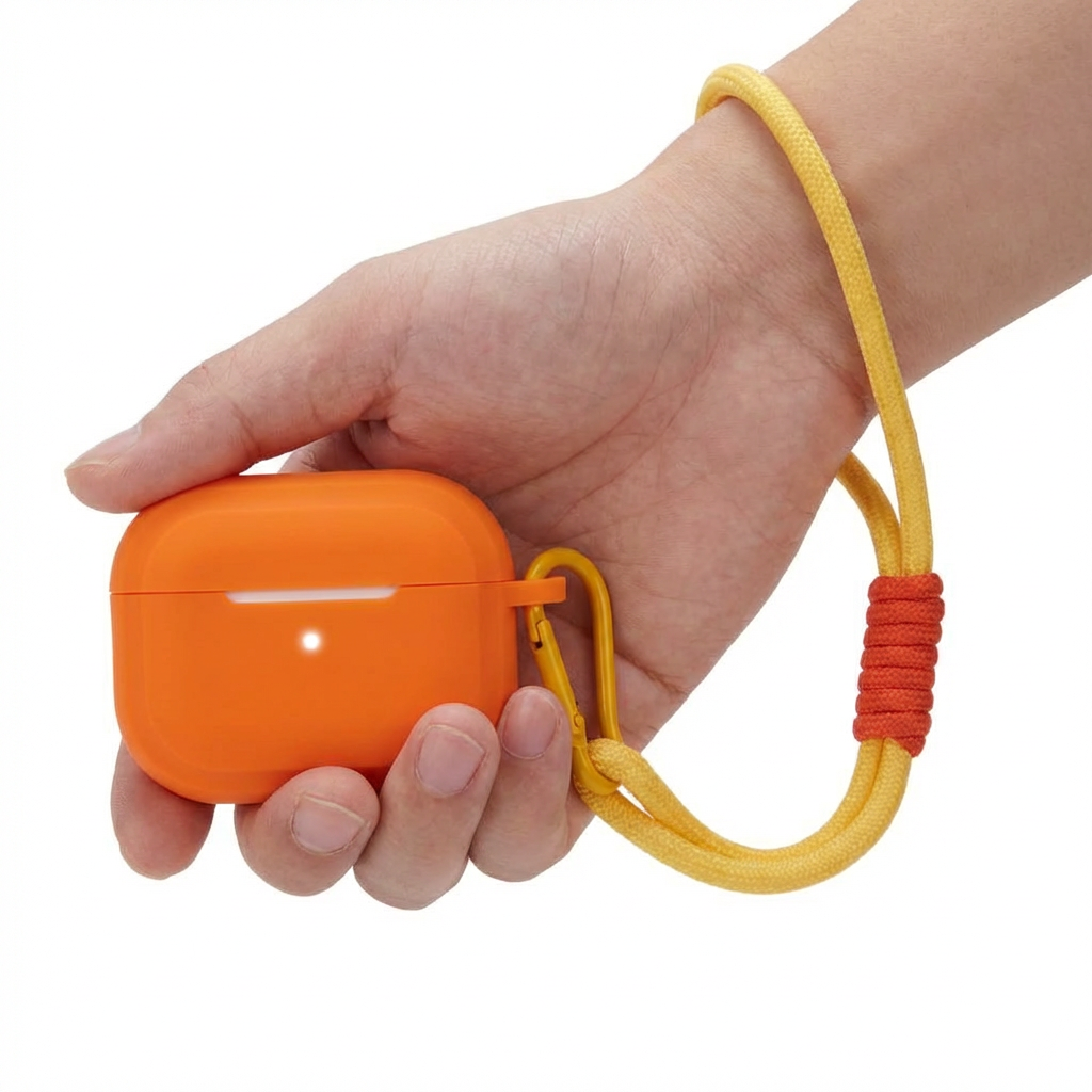 Bright Orange Rugged Silicone AirPods Case – Universal Fit