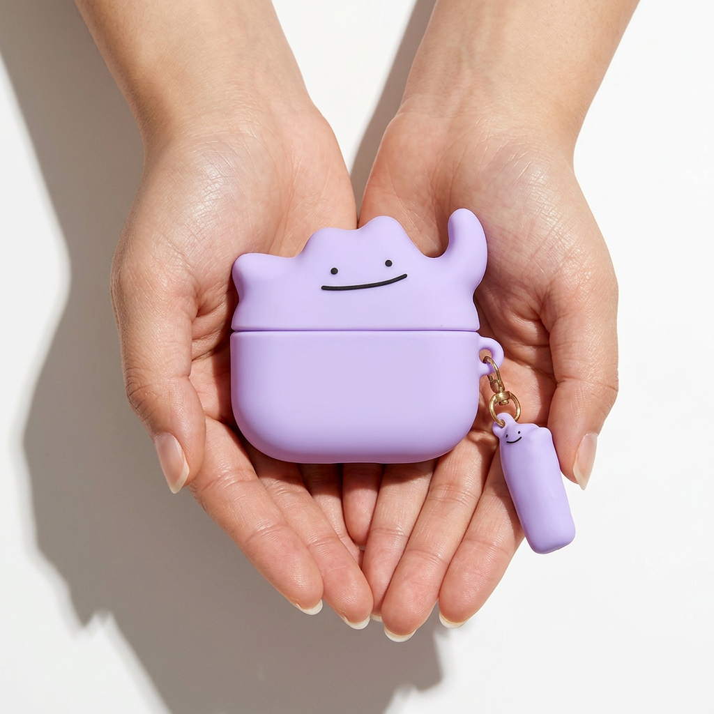 Purple Smiling Blob 3D Case for AirPods Pro | Cute Shape-Shifter Design
