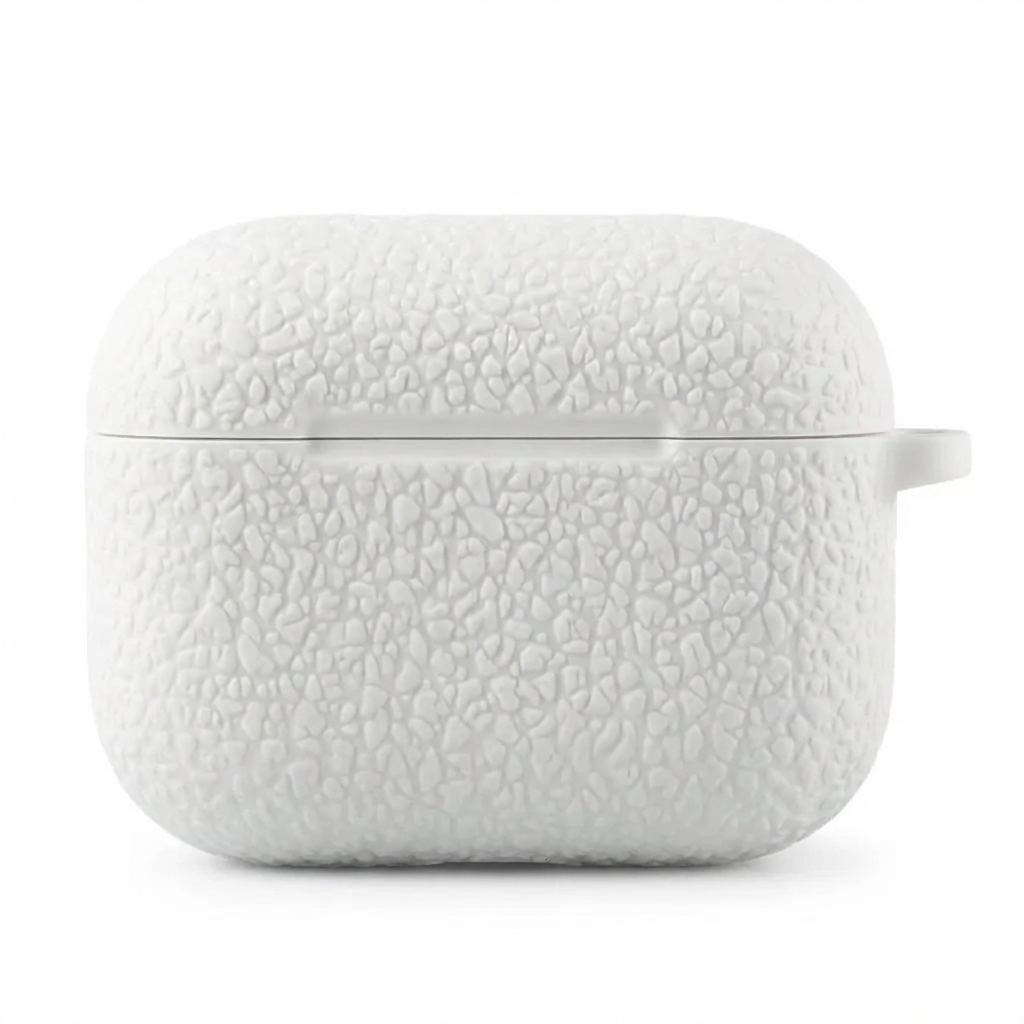 Textured Stone White Silicone AirPods Case – Universal Fit