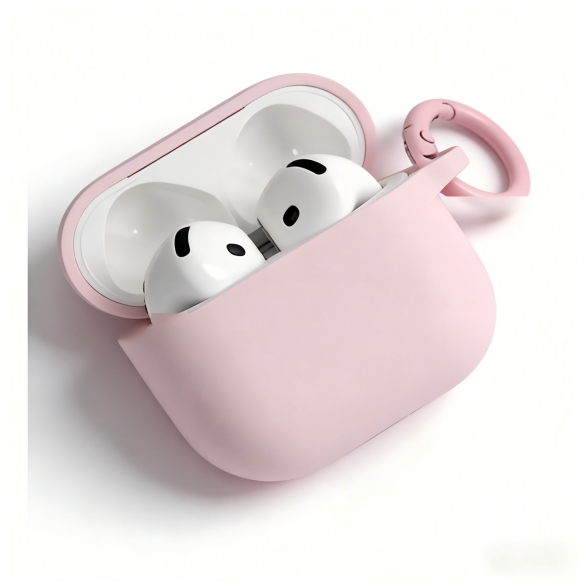 Pink Silicone AirPods Case with Carabiner