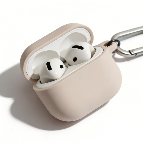 Matte Beige Silicone AirPods Case – Universal Fit for All AirPods Models