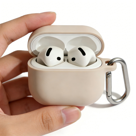 Matte Beige Silicone AirPods Case – Universal Fit for All AirPods Models