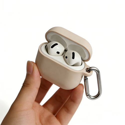 Matte Beige Silicone AirPods Case – Universal Fit for All AirPods Models
