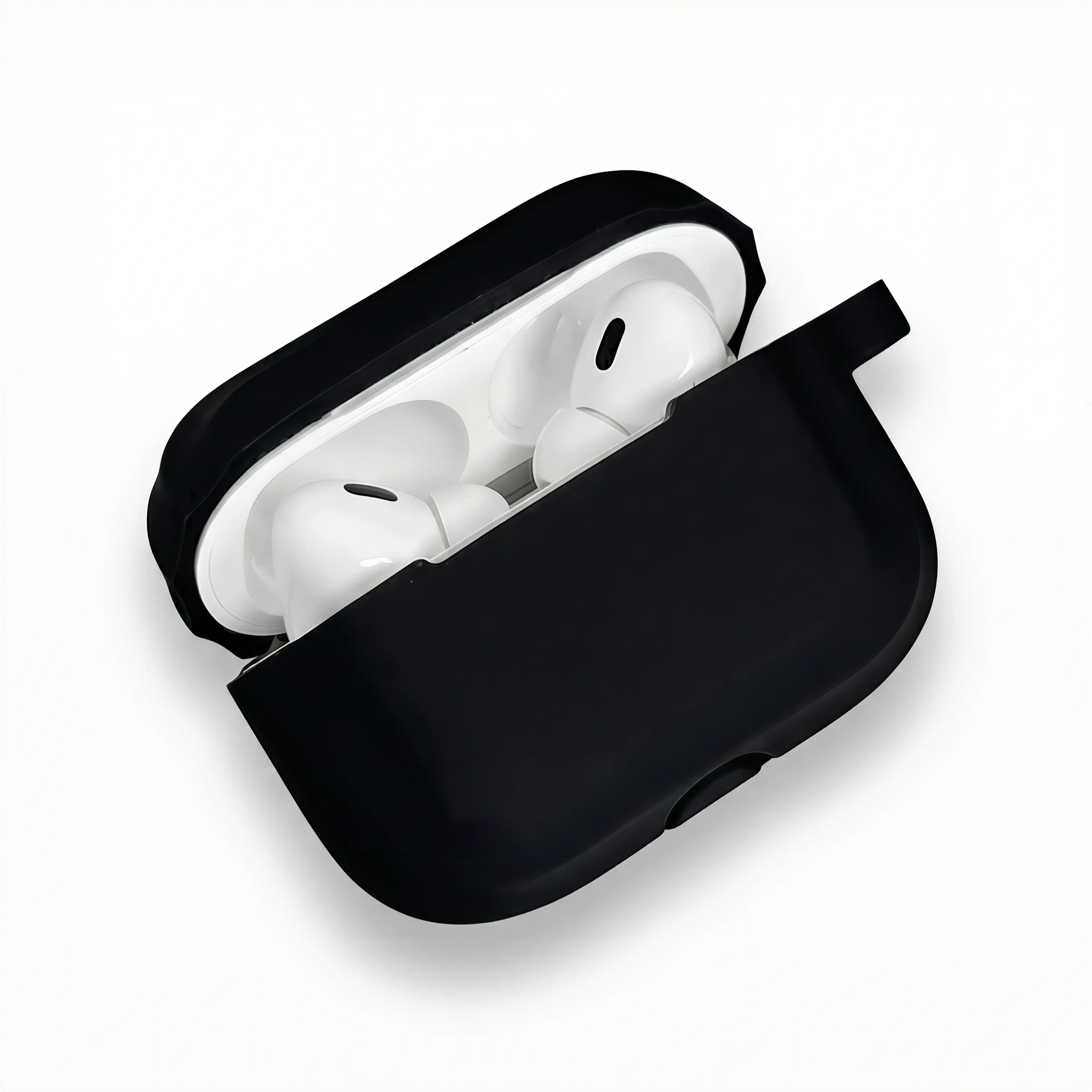 Matte Black Silicone AirPods Case with Braided Lanyard – Universal Fit