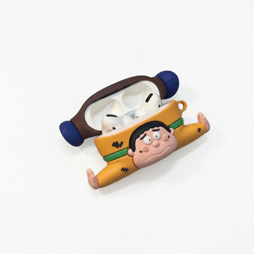 Chubby Cartoon Character 3D Soft Silicone Case - Fun Anime Style Earphone Cover