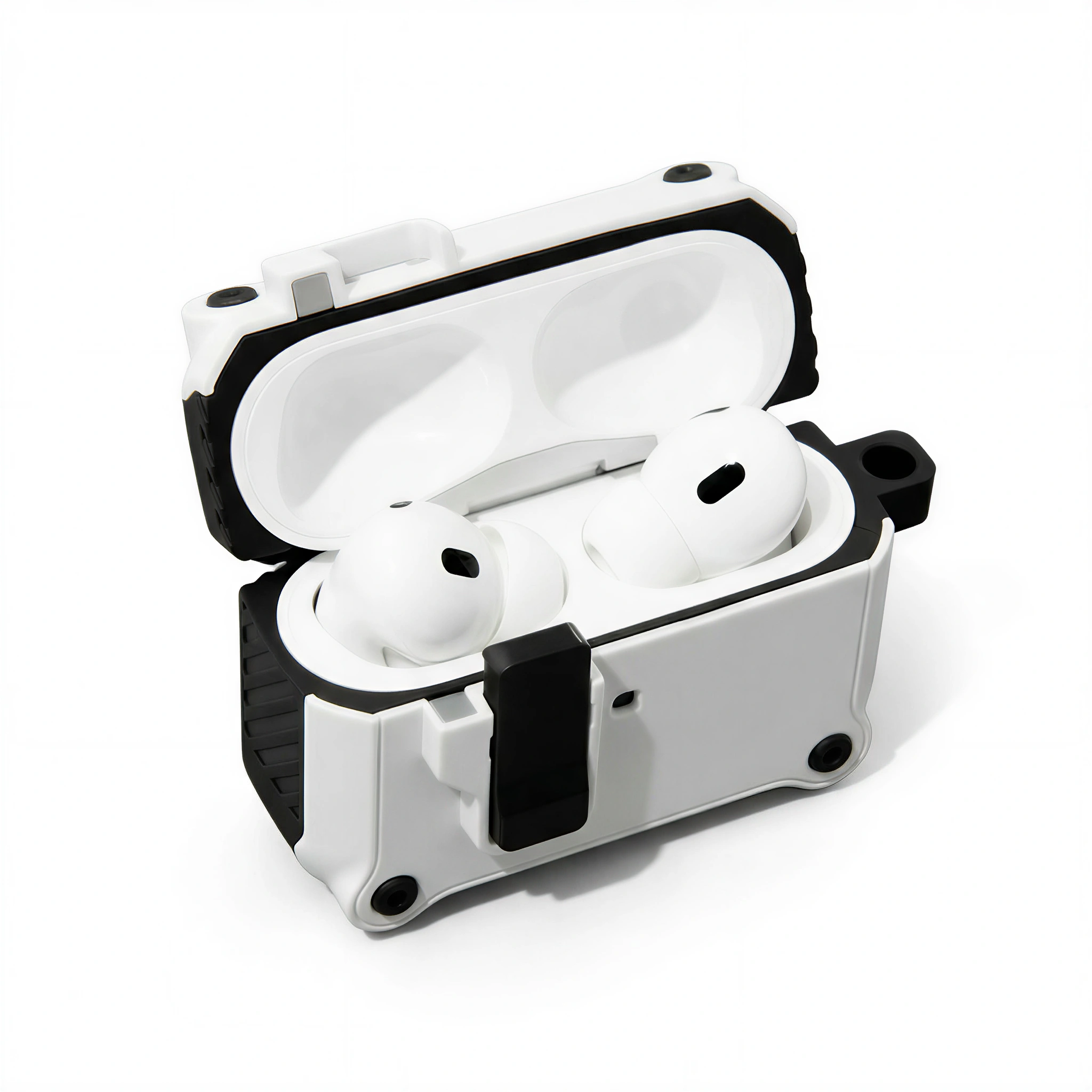 Tough Lock AirPods Pro Case – Heavy-Duty White & Black Protection Shockproof Cover