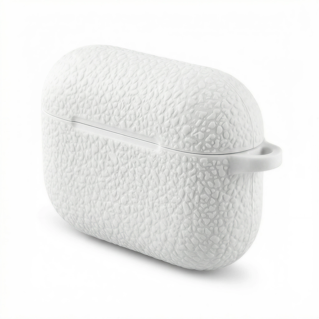 Textured Stone White Silicone AirPods Case – Universal Fit