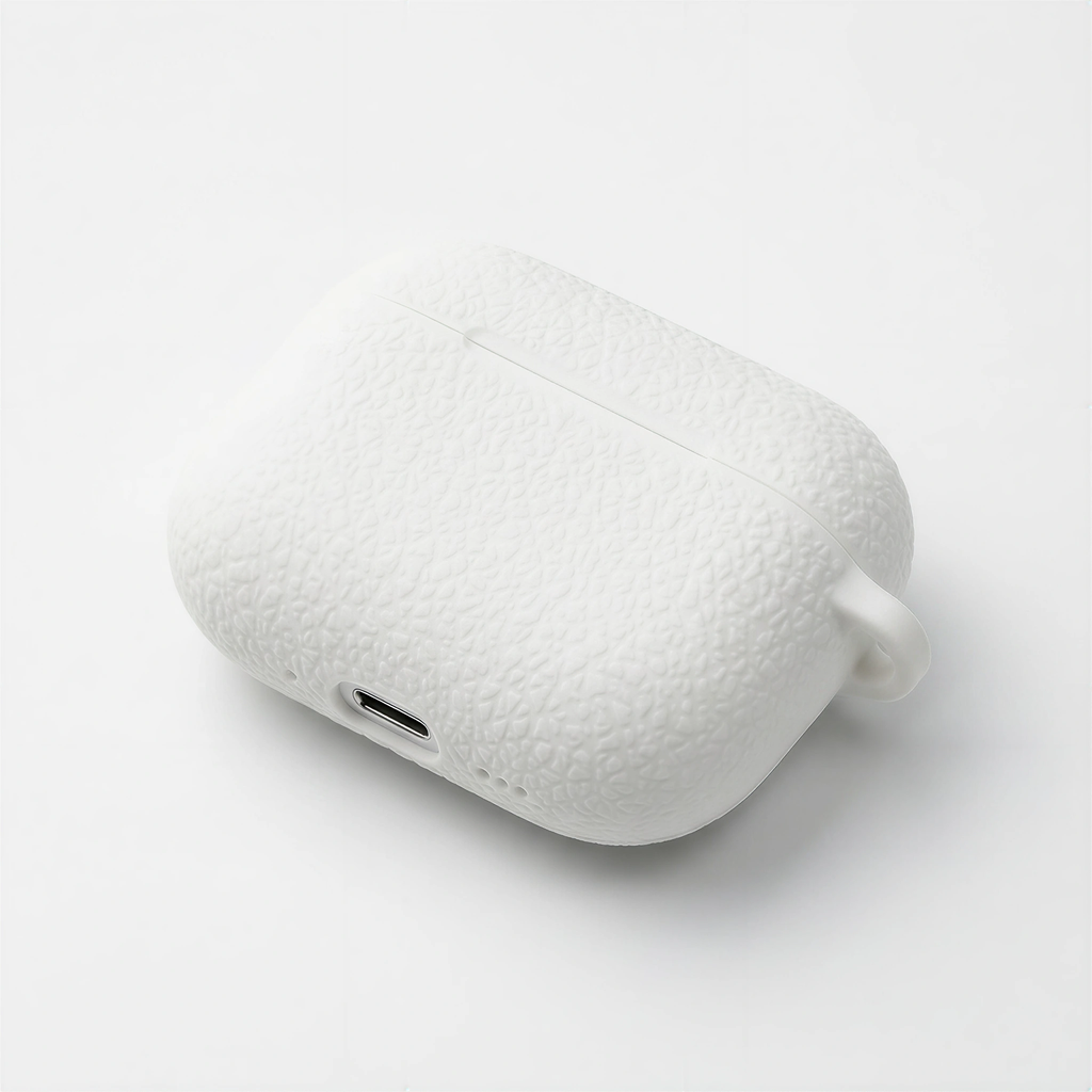 Textured Stone White Silicone AirPods Case – Universal Fit