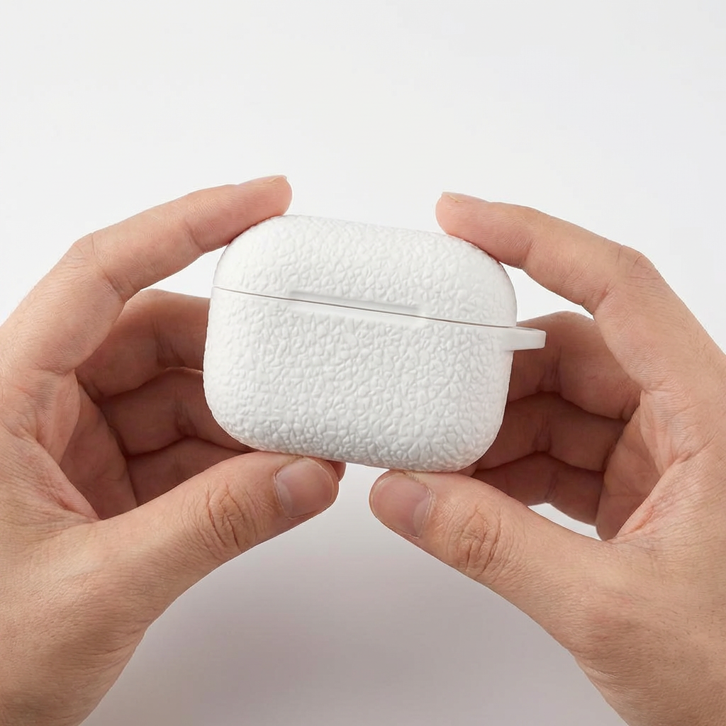 Textured Stone White Silicone AirPods Case – Universal Fit