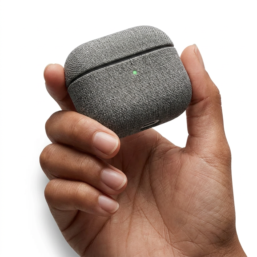 Textured Fabric Grey AirPods Case – Universal Fit