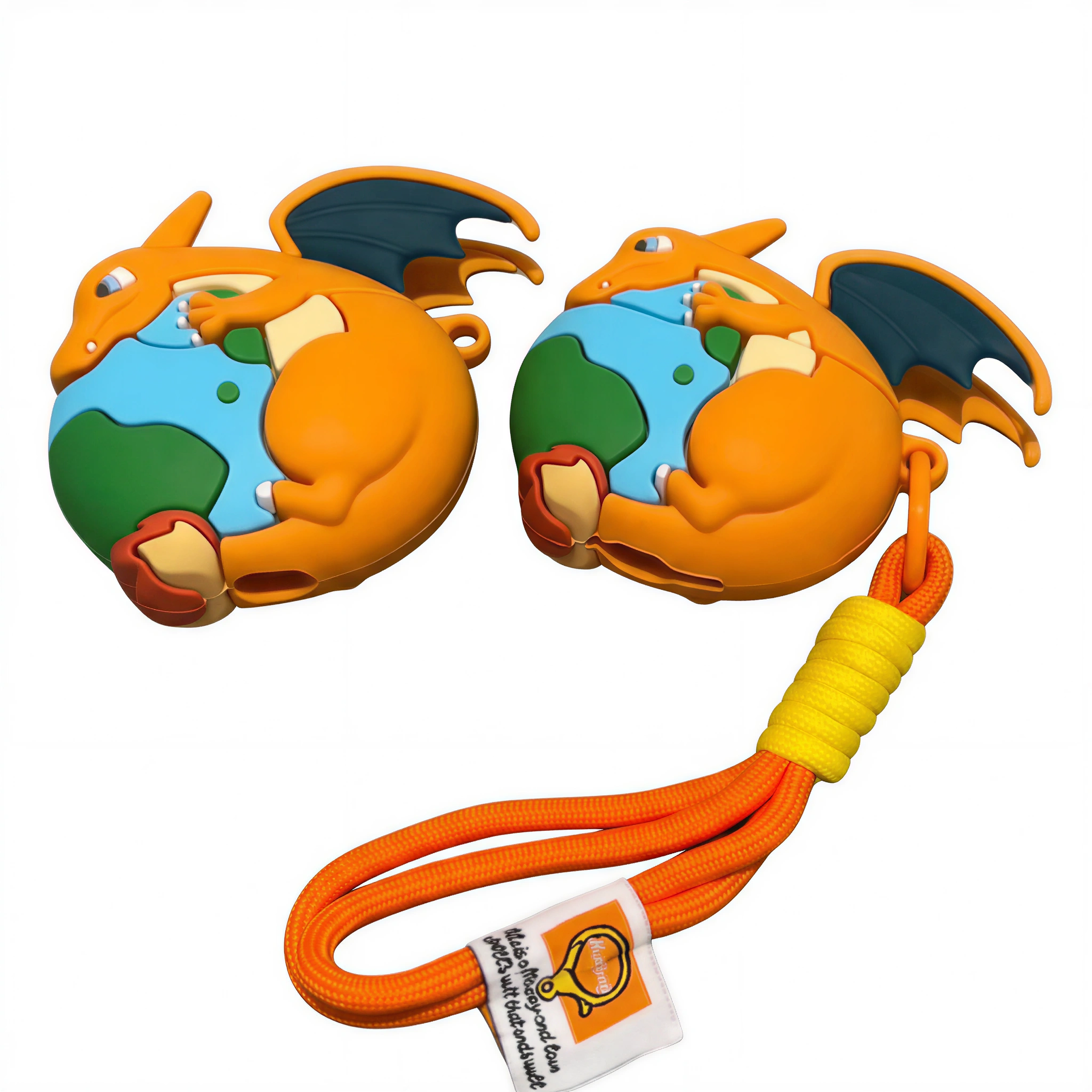 Funny Orange Flying Dragon 3D Case for AirPods | Planet Globe Creature Design