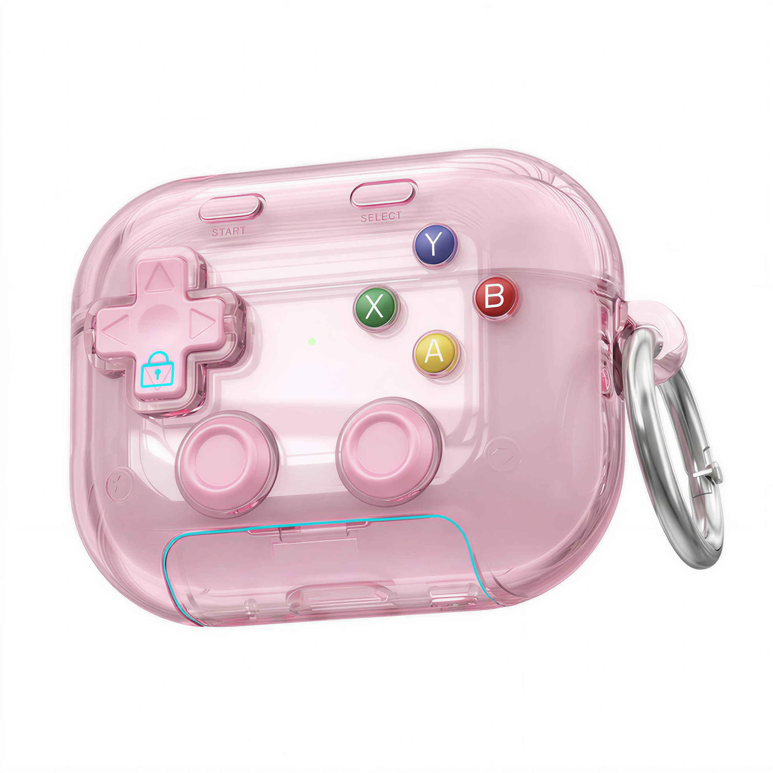 90s Nostalgia Translucent Case for AirPods – Smoky Clear Gamepad Style 3D Silicone Cover