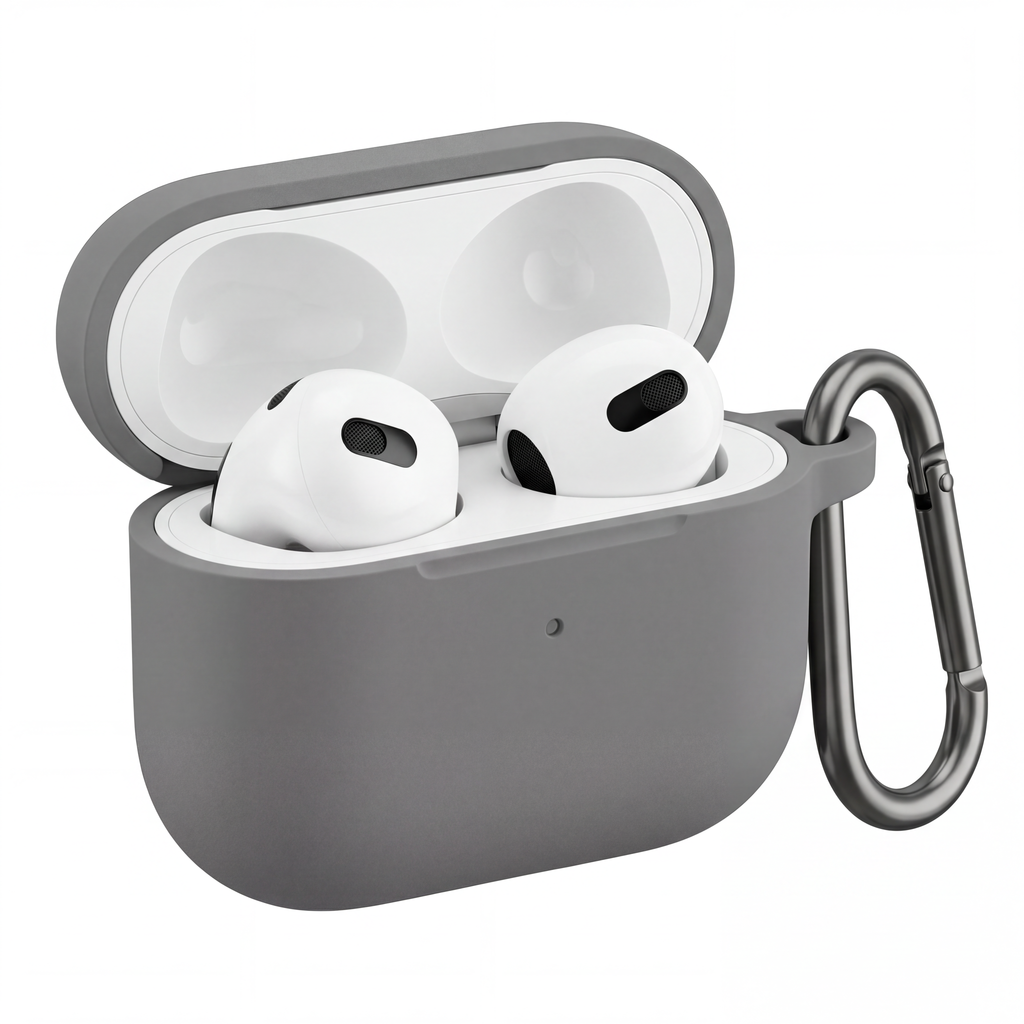 Pink Silicone AirPods Case with Carabiner