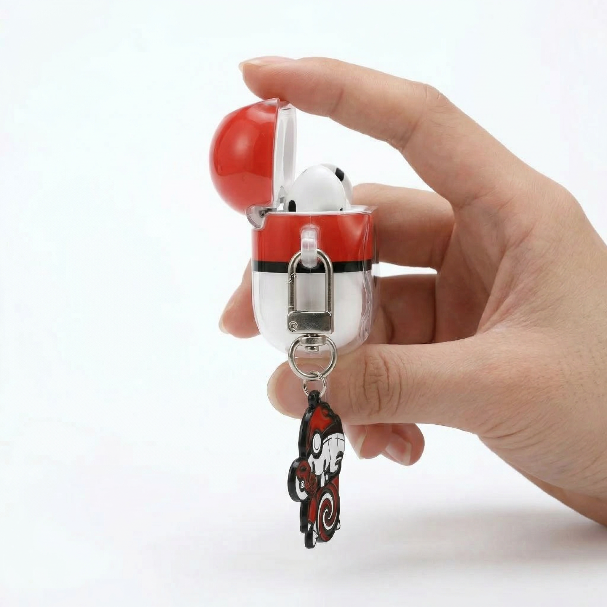 Red and White Sphere Clear Case with Blue Spiral Charm for AirPods Case