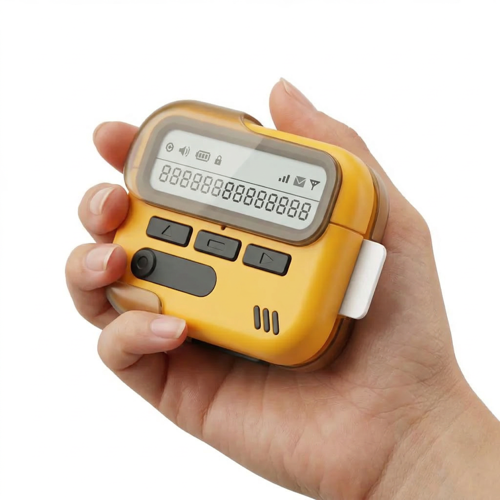 Retro Pager Style AirPods Case – Yellow Silicone Design