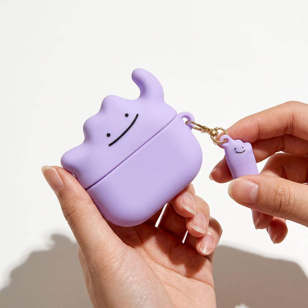 Purple Smiling Blob 3D Case for AirPods Pro | Cute Shape-Shifter Design
