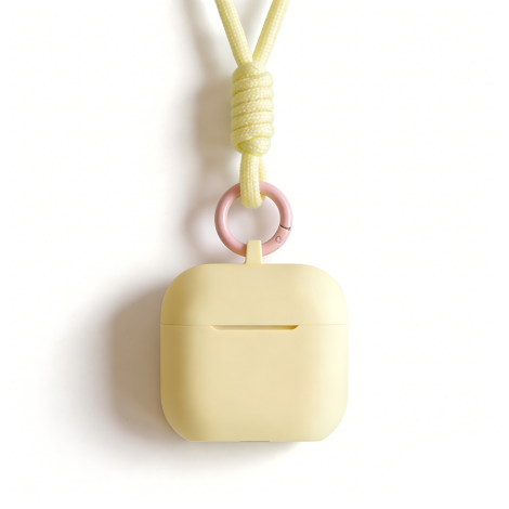 Butter Yellow Silicone AirPods Case with Lanyard – Universal Fit