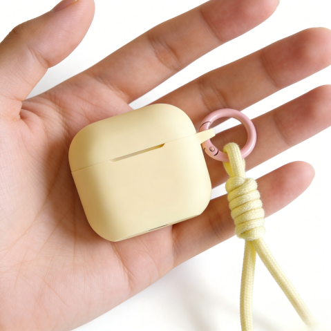 Butter Yellow Silicone AirPods Case with Lanyard – Universal Fit