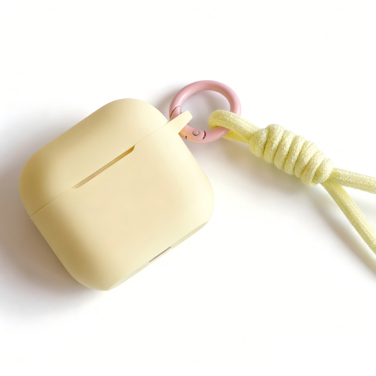 Butter Yellow Silicone AirPods Case with Lanyard – Universal Fit
