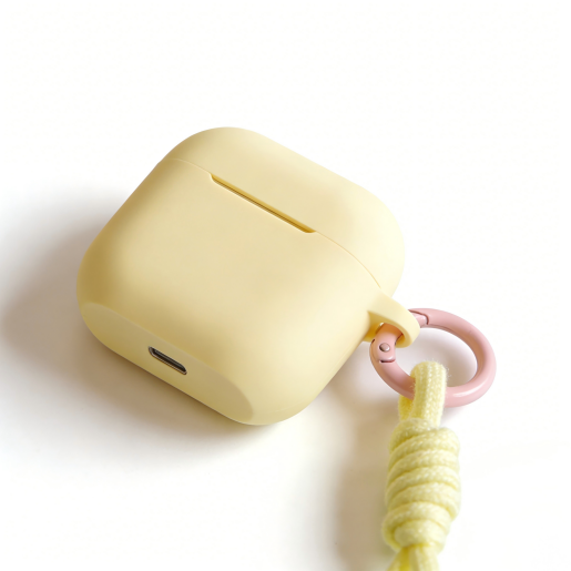 Butter Yellow Silicone AirPods Case with Lanyard – Universal Fit