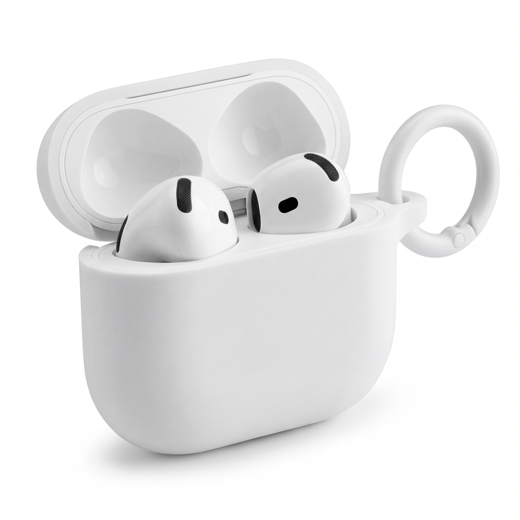 Pink Silicone AirPods Case with Carabiner