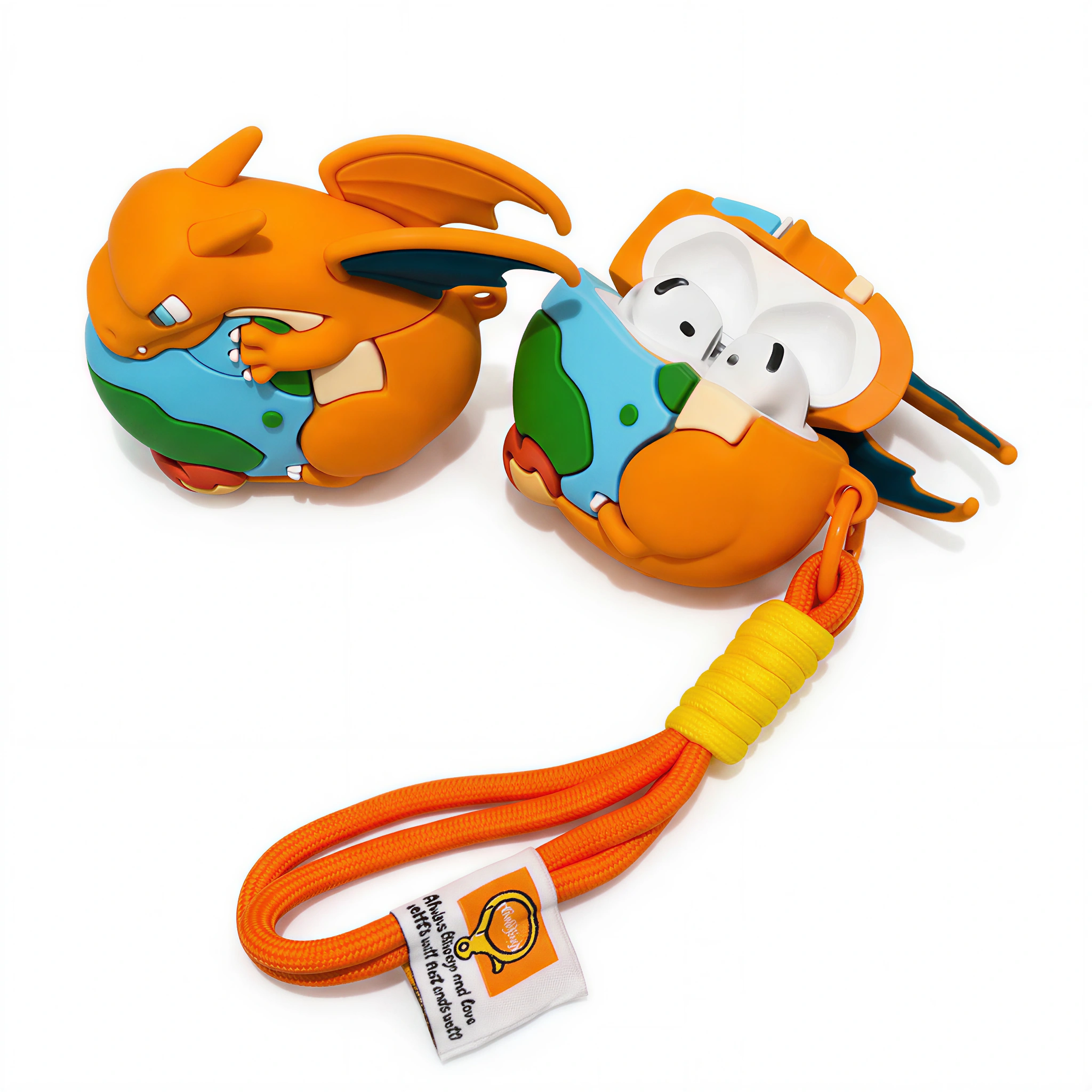 Funny Orange Flying Dragon 3D Case for AirPods | Planet Globe Creature Design