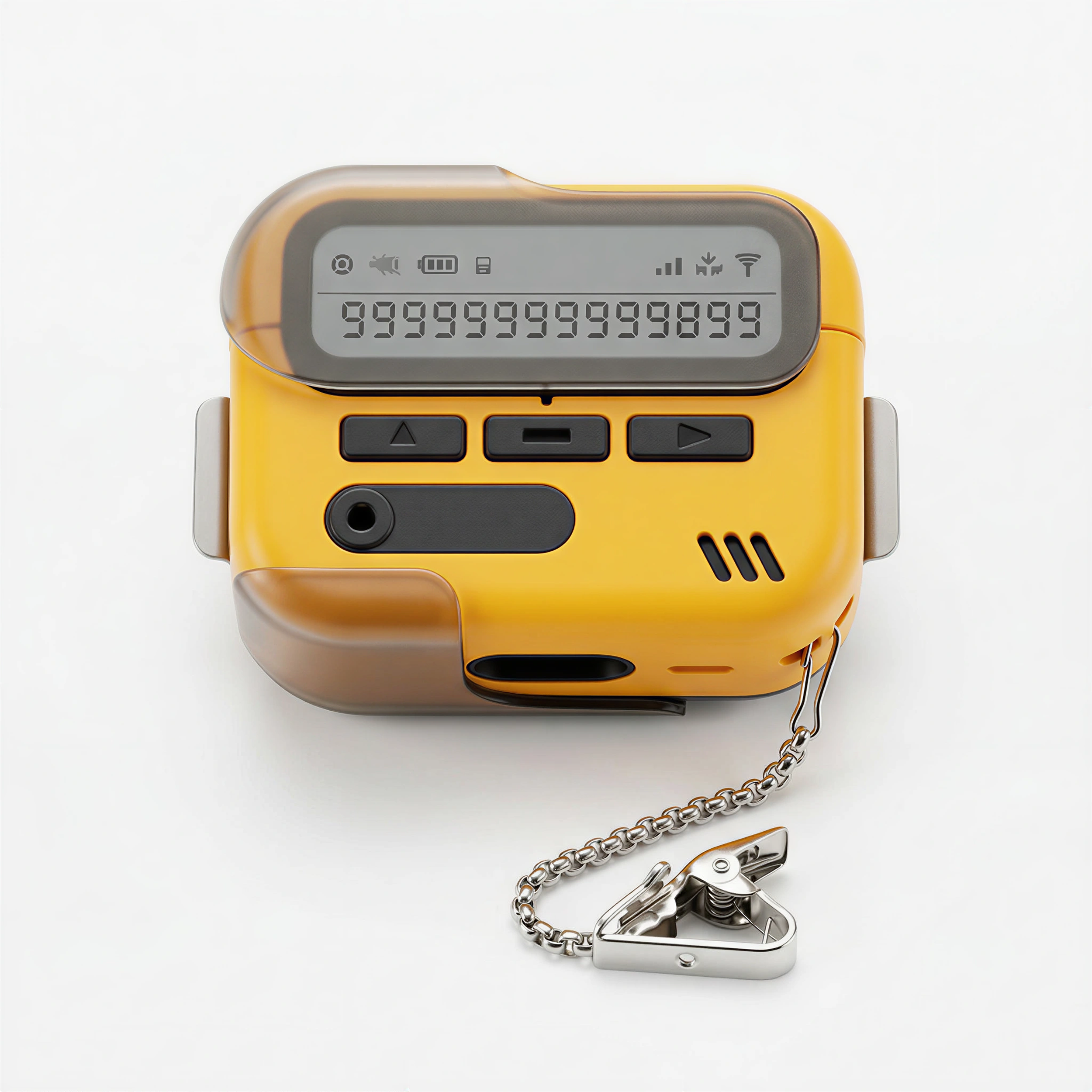 Retro Pager Style AirPods Case – Yellow Silicone Design