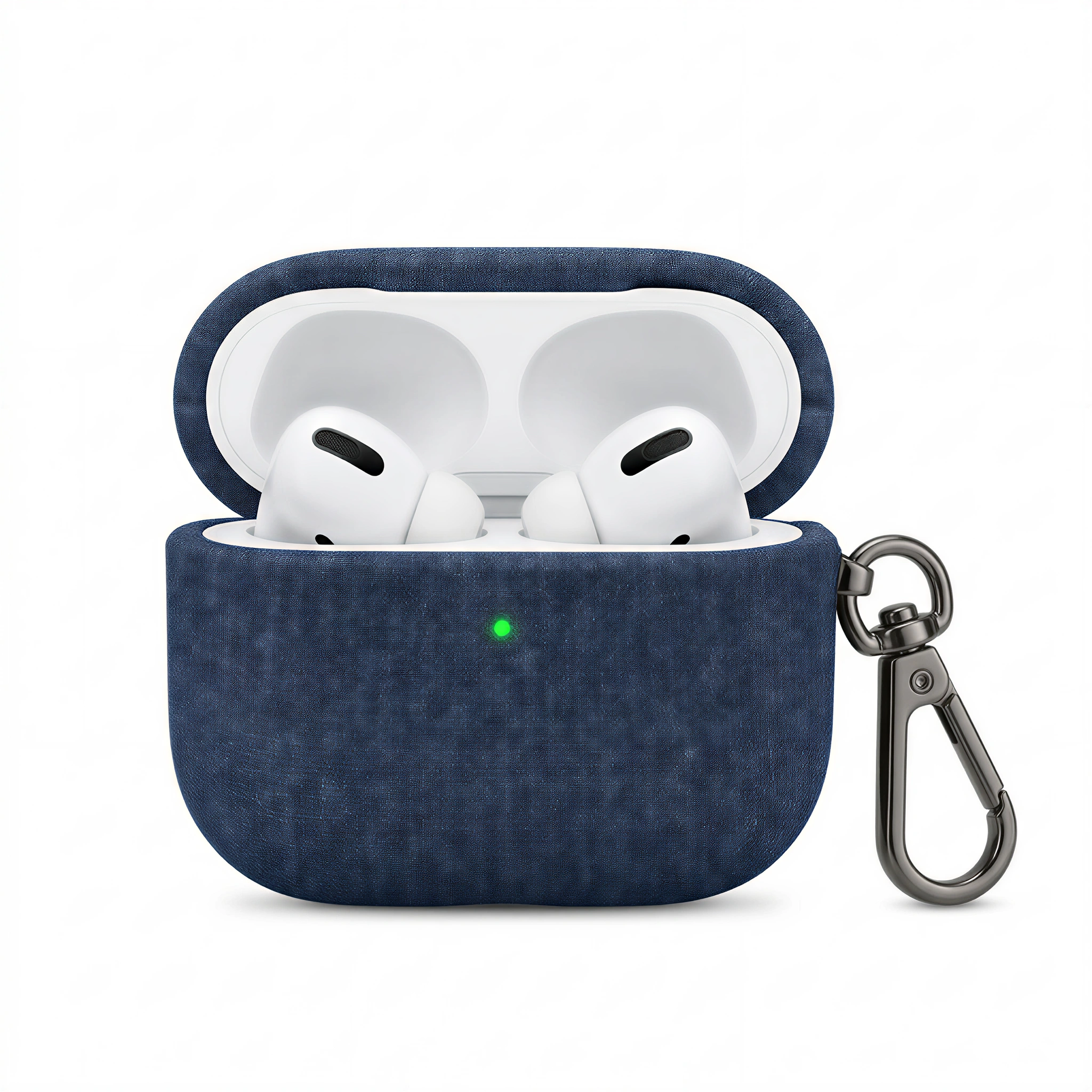 Textured Orange Fabric AirPods Case with Carabiner – Universal Fit
