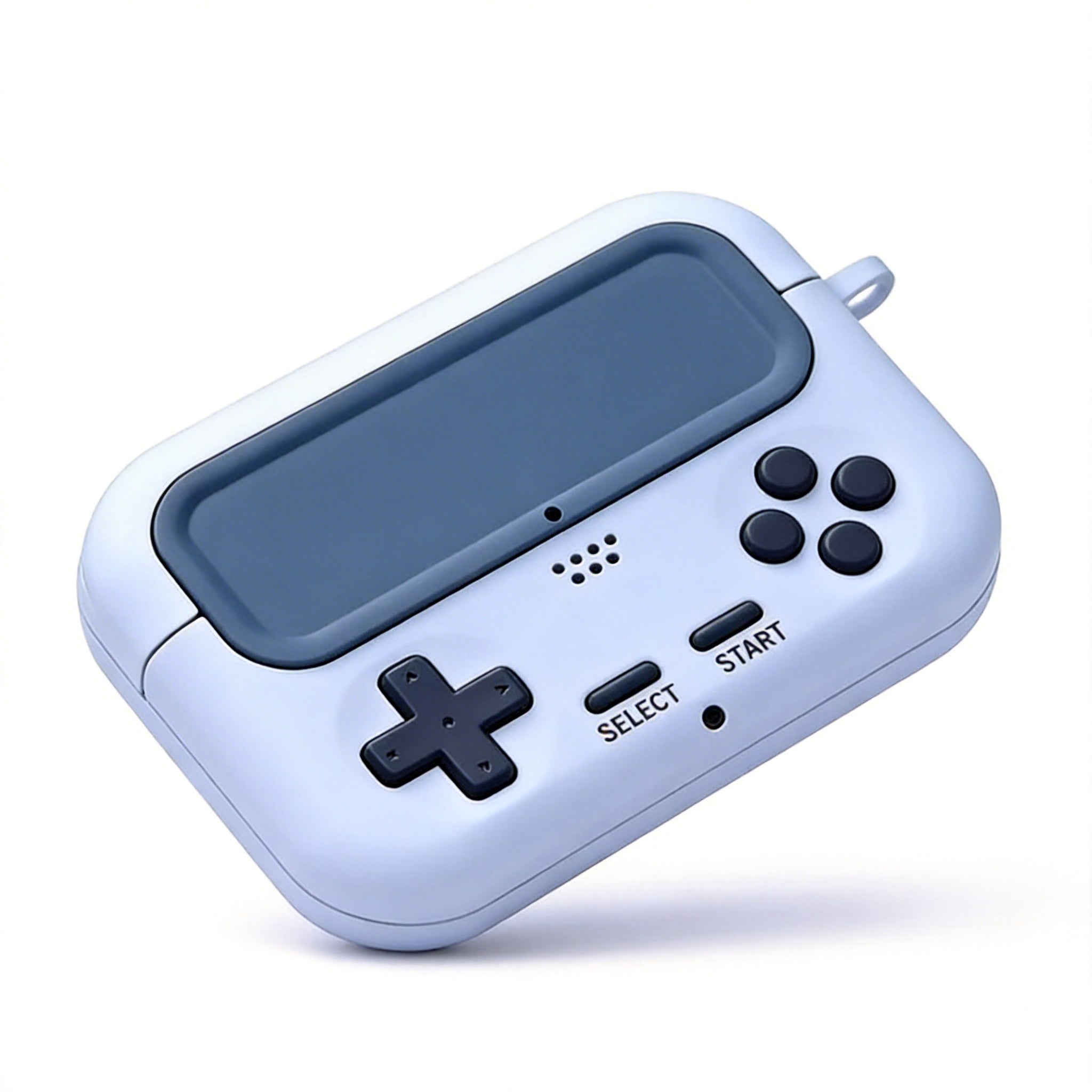 Retro Handheld Game Console AirPods Case – Light Gray Silicone Design