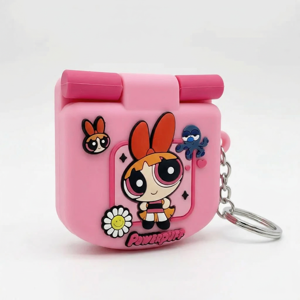 90s Retro Pink Heroine AirPods Case – Cute Cartoon Girl 3D Silicone Design