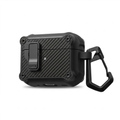 Rugged Carbon Fiber AirPods Case with Lock & Carabiner – Heavy-Duty Protection Shockproof Cover