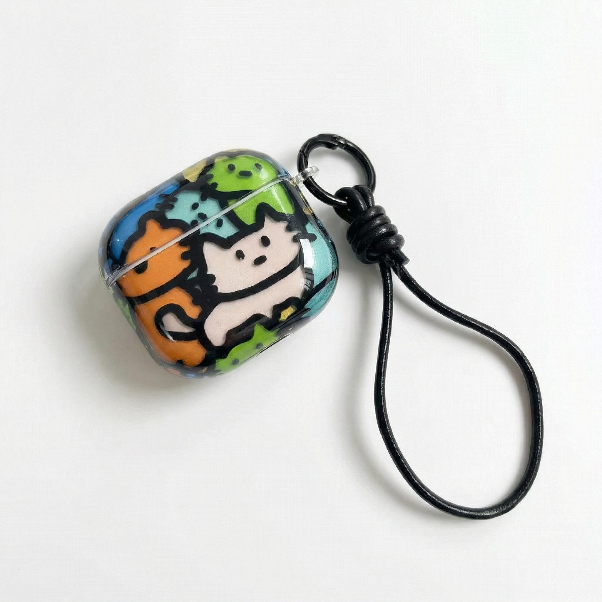 Cute Cartoon Cat AirPods Case with Lanyard – Universal Fit