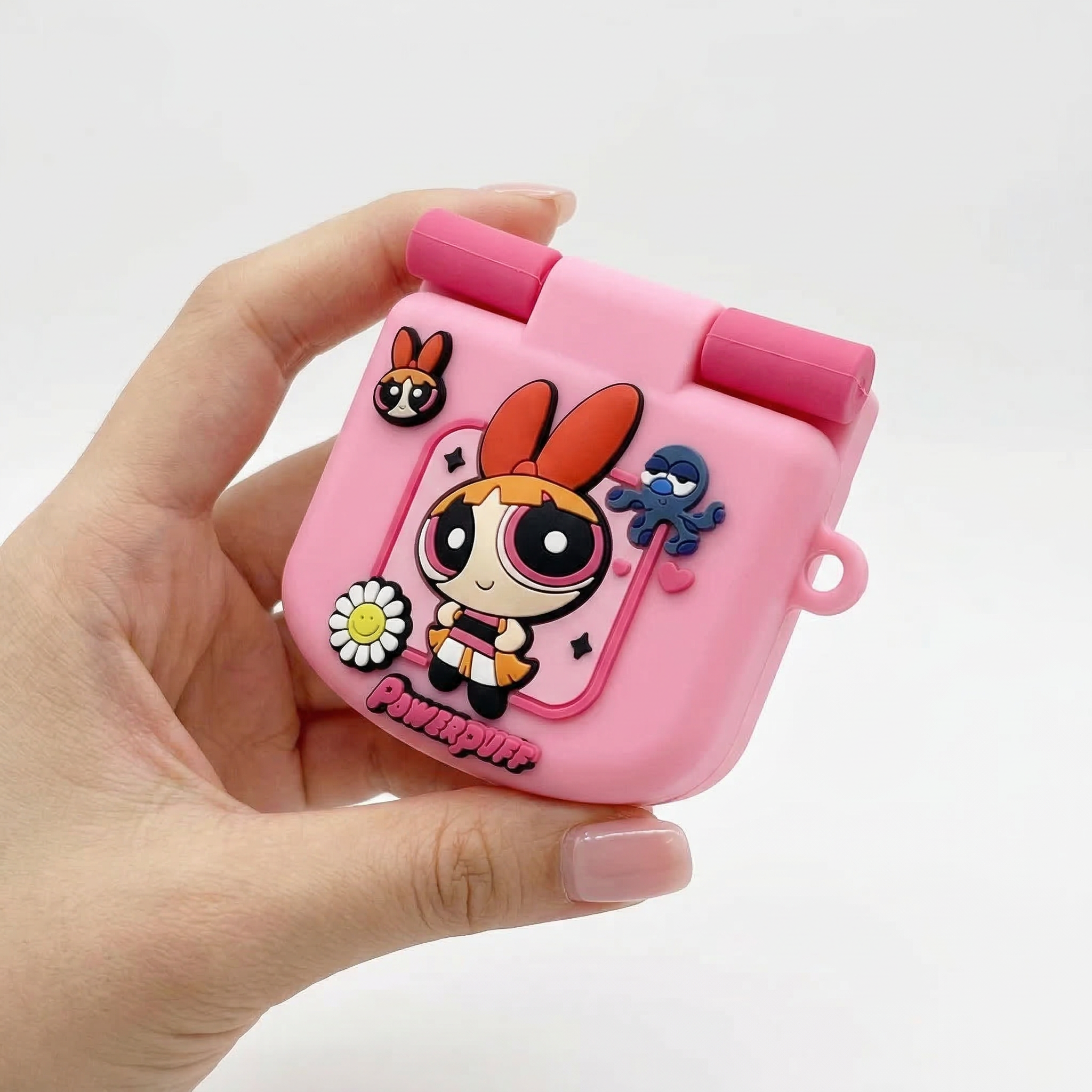 90s Retro Pink Heroine AirPods Case – Cute Cartoon Girl 3D Silicone Design