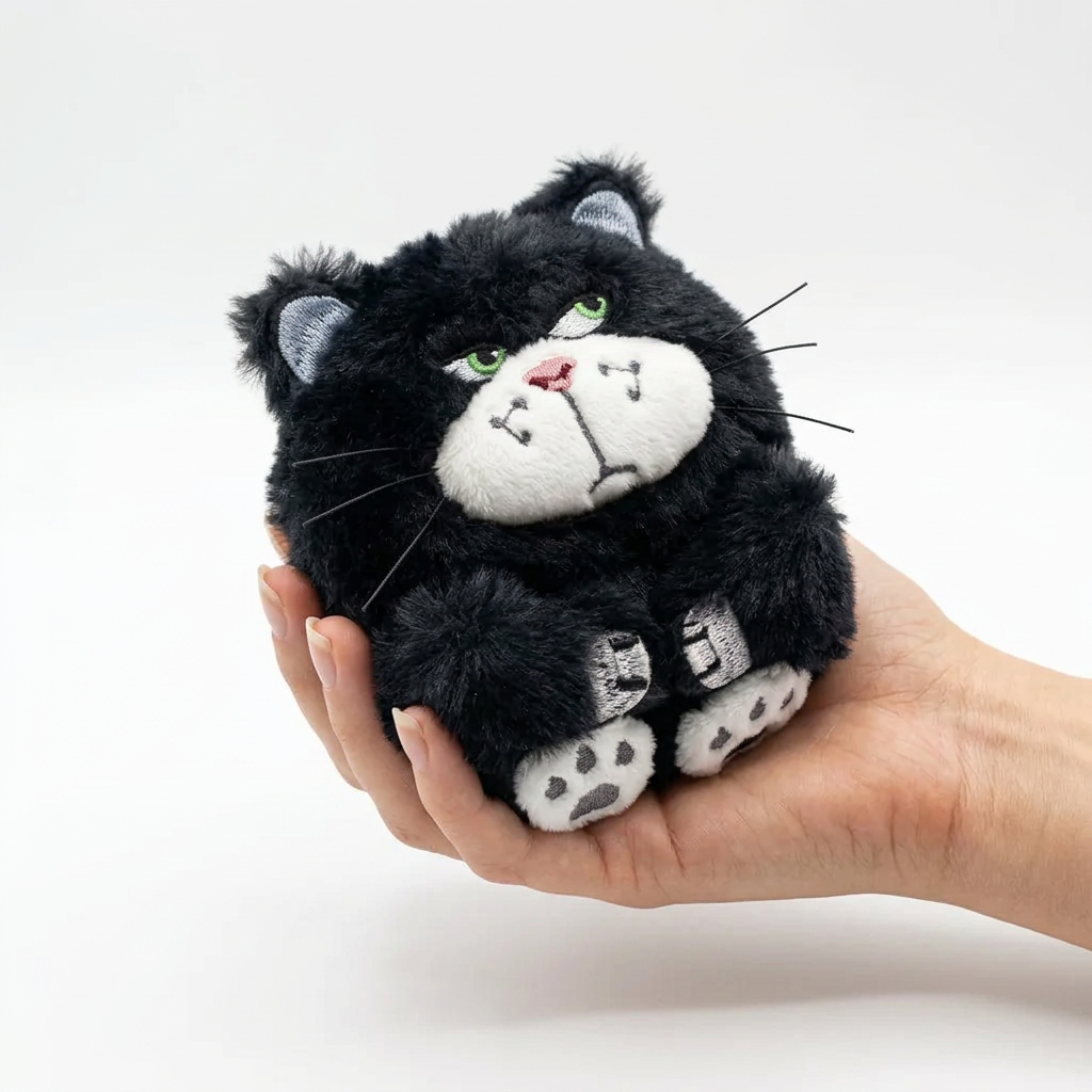 Fuzzy Black Cat Plush Case for AirPods | Soft Furry Protective Cover