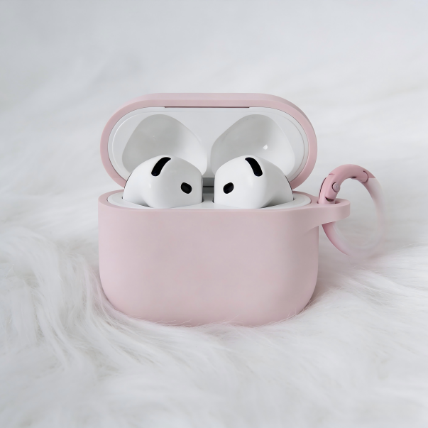 Pink Silicone AirPods Case with Carabiner