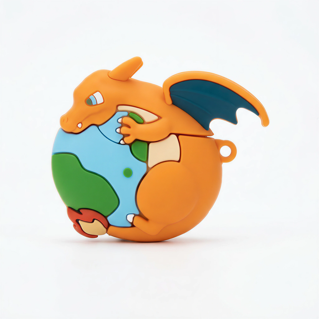 Funny Orange Flying Dragon 3D Case for AirPods | Planet Globe Creature Design