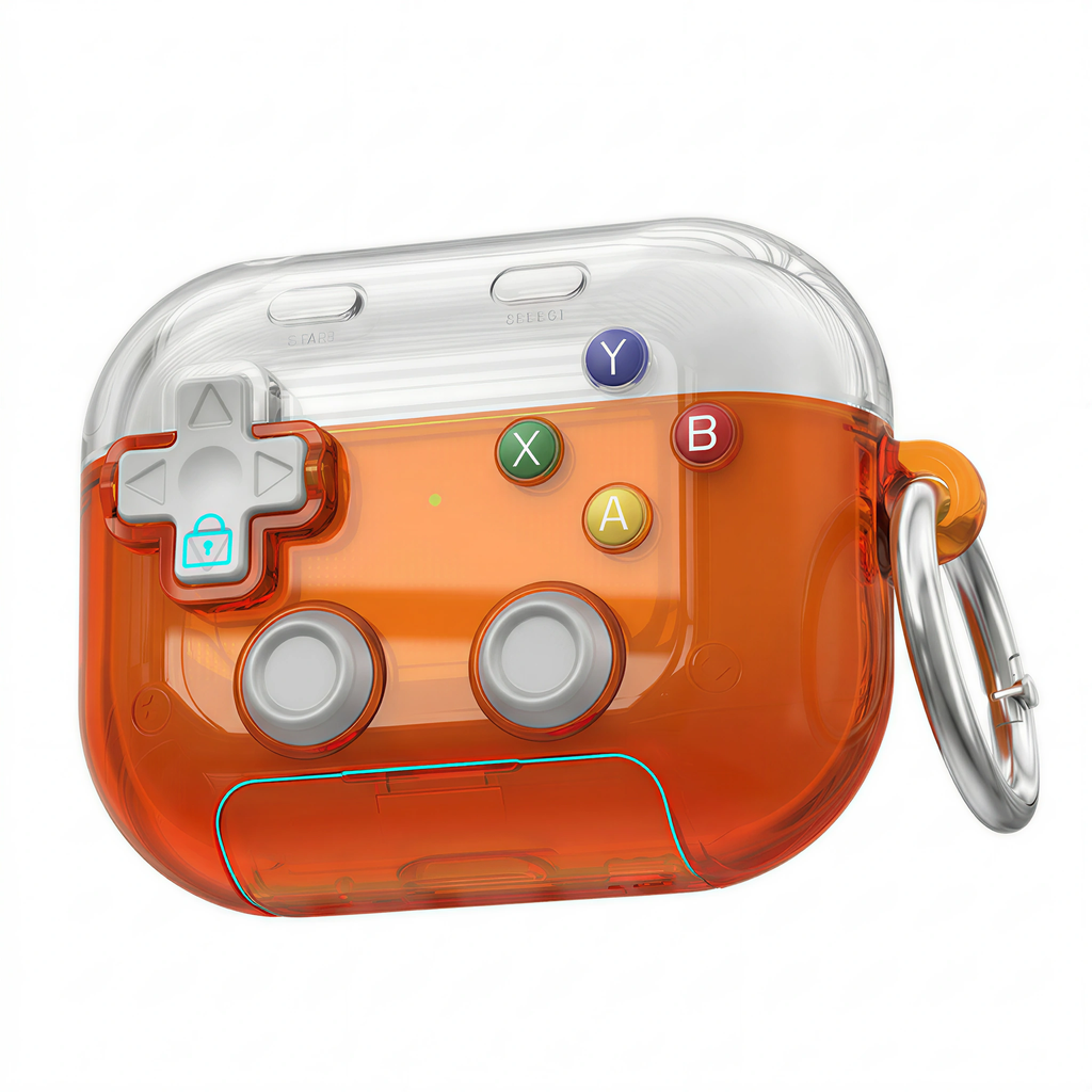 90s Nostalgia Translucent Case for AirPods – Smoky Clear Gamepad Style 3D Silicone Cover